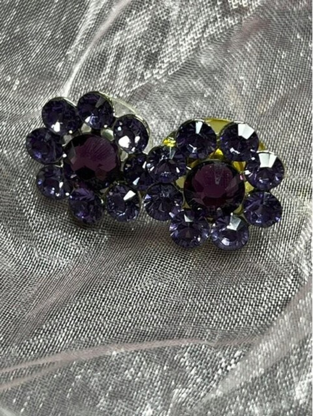 B6028 Tarina Tarantino Purple Rhinestone Flower Cluster Stud Earrings